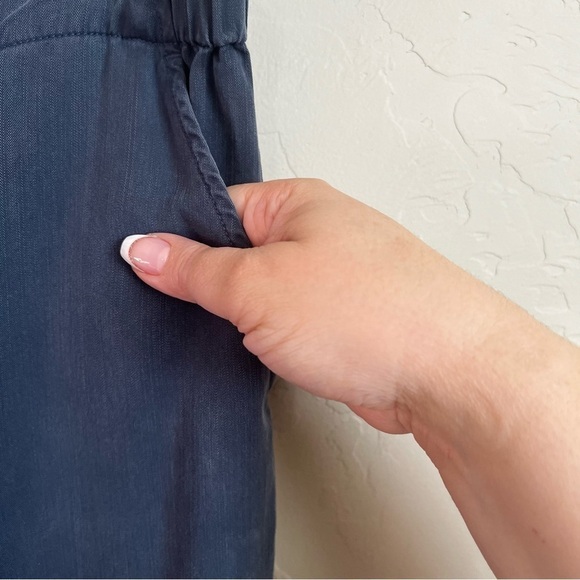 Pure Jill J.Jill Tall  Lyocell Tencel “Deep Blue” Wide Leg Pull On Pants - Picture 4 of 8